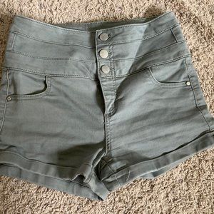High waisted olive shorts